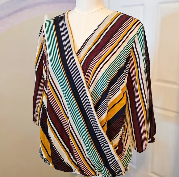 Apt 9 | Large | Striped Wrap Shirt - Picture 1 of 10
